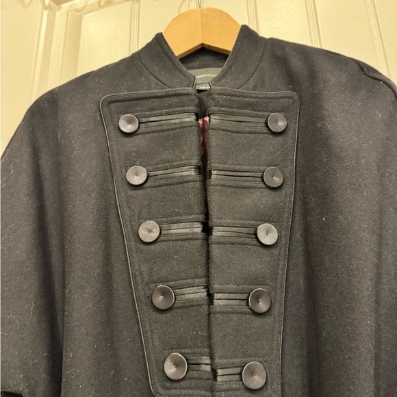 BCBGMaxAzria Black Wool Blend Military Cape Style Jacket w Long Front. Size XS - Picture 2 of 9